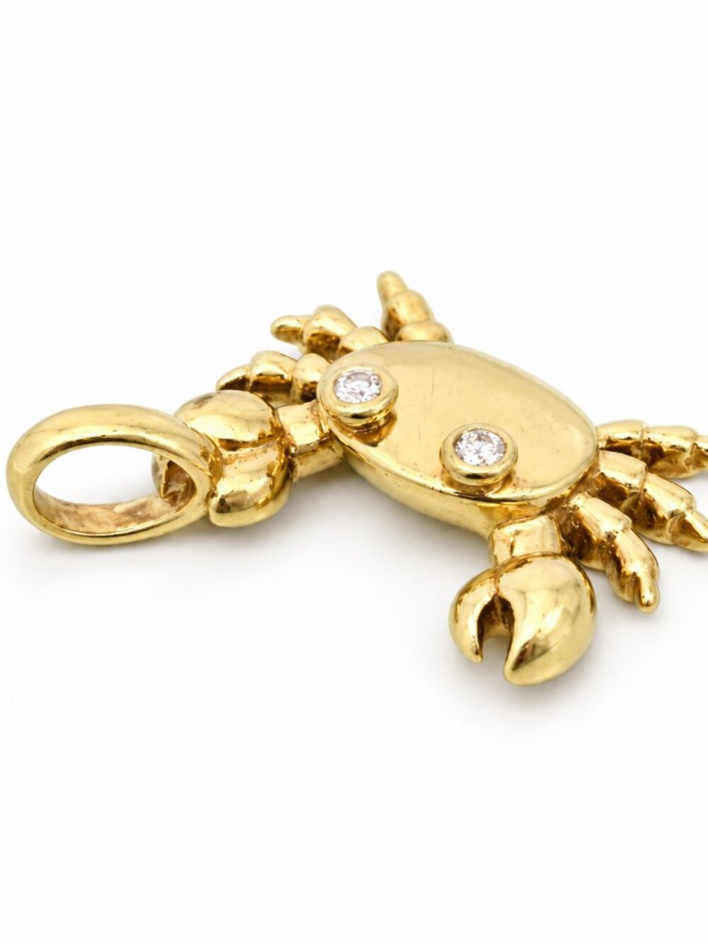 Tiffany & Co. Gold Crab Charm with Diamond Eyes 18K 750 Yellow Gold